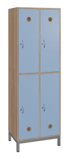 SBS-2222 šatní skříň 4-boxová, 1800x600x400 mm, kovové nohy, korpus dub bardolino, dvířka blankyt